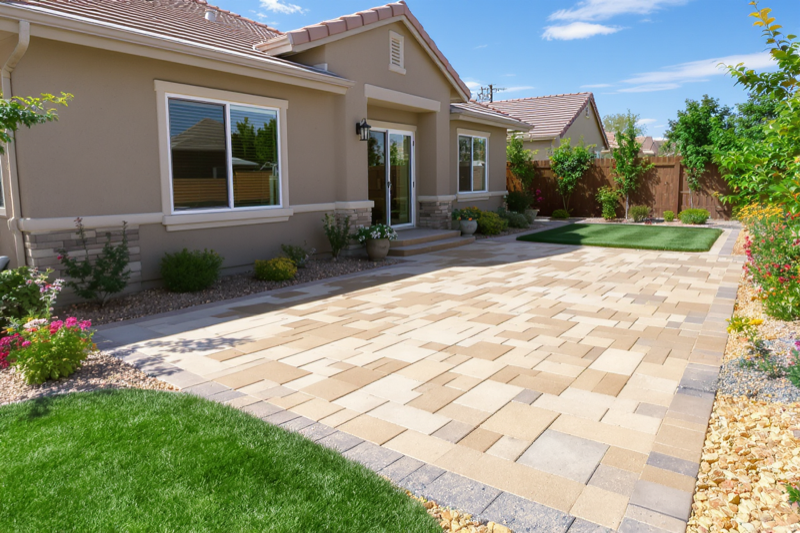 Concrete paver patio in Garden City, Idaho