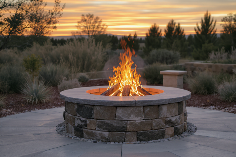 Outdoor fire pit installation in Garden City, Idaho