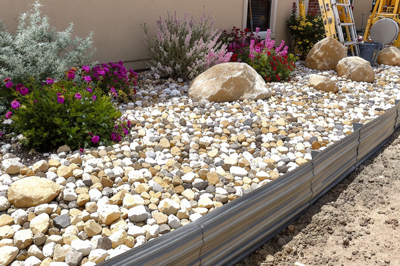Rock and gravel bed installation in Garden City